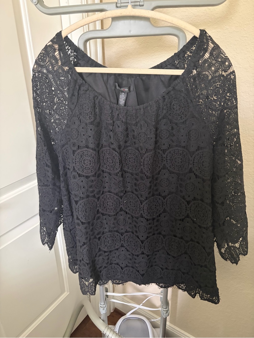 Style & Co. Black Crochet Lace Blouse